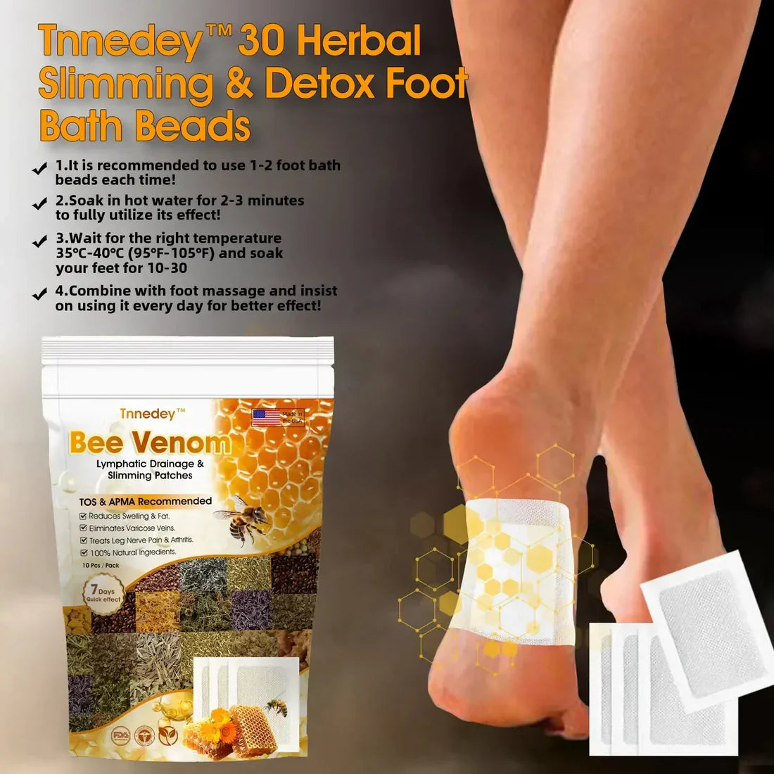 Bee Venom Lymphatic Drainage & Slimming Foot Patches - Buy 1 Get 1 Free
